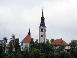 Fototapeta premium lake Bled on cloudy spring day