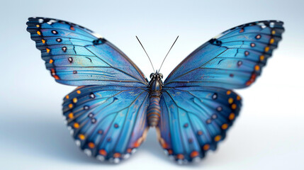 A beautiful butterfly with detailed wings, perched gently, isolated on a white background.