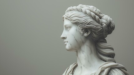 Goddess Aphrodite marble statue isolated on neutral background. Greek deity marble statue of Goddess Aphrodite. Goddess of beauty. Roman goddess Venus statue