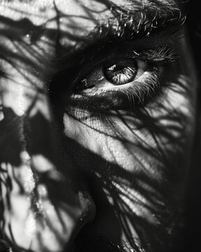 The intensity in his eyes was a reflection of the fire burning within his soul. Black and white art