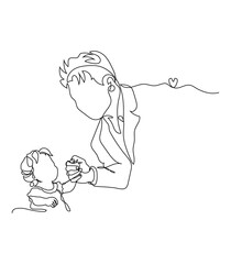 Continuous line drawing of family. Template for your design works. Minimalist style vector illustration in white background.