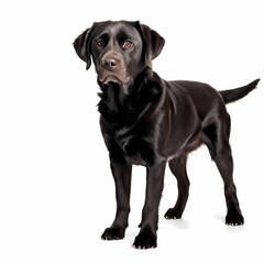 Fototapeta premium Labrador retriever dog breed standing against white background, AI Generated