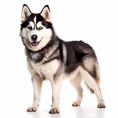 Mackenzie river husky dog breed standing against white background, AI Generated