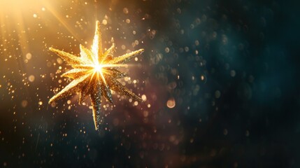Fototapeta premium A close-up shot of a single star, showcasing its intricate details and radiating light,