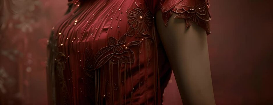 Flapper dress with intricate beading and fringe, 4K hyperrealistic photo 4K Video