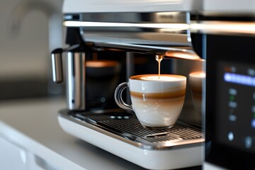 Espresso Machine Making a Latte Art
