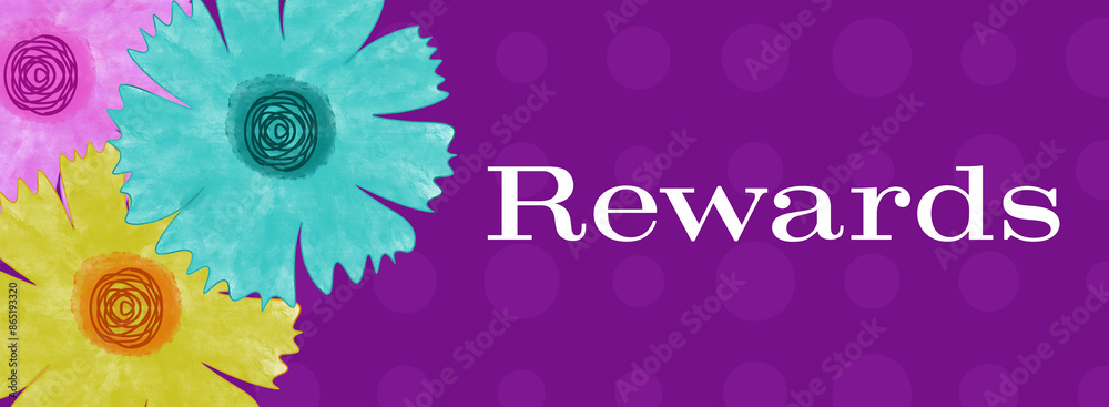 Wall mural rewards floral purple dots texture text