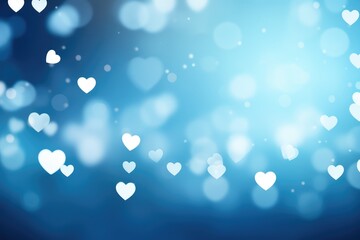 Abstract blue heart bokeh background. Valentine's day concept.