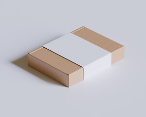 Brown cardboard  boxes with a label white color isolated on gray background