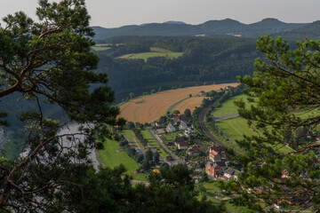 The Bastei is a rock formation towering 194 metres above the Elbe River in the Elbe Sandstone...