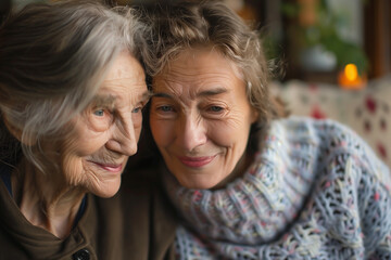 grandmother and granddaughter spending time together with the elderly