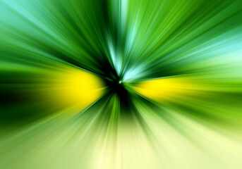Abstract radial zoom blur surface in green and yellow tones. Bright and juicy green background with...