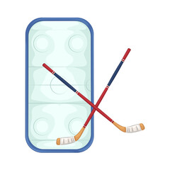 Illustration of hockey stick and hockey rink 