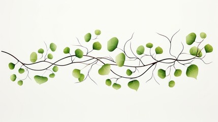 Obraz premium A minimalist line art sketch of linden tree branches with their distinctive heart-shaped green leaves,