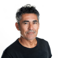 Obraz premium Gorgeous mid aged mature Hispanic man with a confident expression, facing the camera, isolated on white background.
