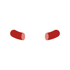 Sausage cut into pieces. Two halves of sausage. Isolated vector illustration on a white background.