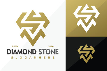 Letter Ms or Sm Diamond Stone Logo design vector symbol icon illustration