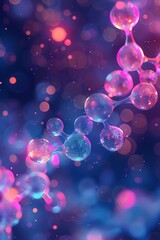 Colorful molecular structure, abstract science background, bokeh effect