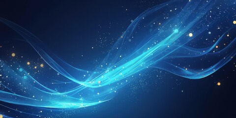 Obraz premium Abstract Blue Waves with Glittering Lights