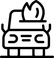 Car is catching fire, representing a dangerous accident requiring immediate attention