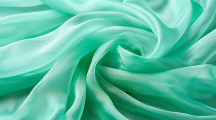 Obraz premium green background made of draped, light fabric. place for text, advertising, congratulations