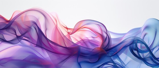 Craft a striking digital illustration featuring a close-up of fluid and graceful abstract waves against a bright white background