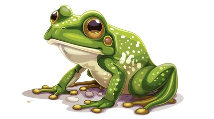 Fototapeta premium Male frog cartoon character mascot design, including flat and line art design, isolated on white background, vector clip art illustration. 
