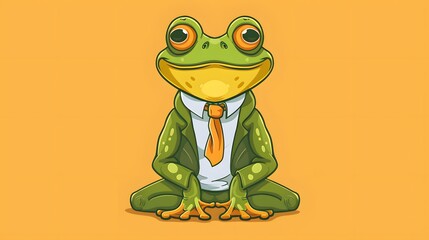 Obraz premium Male frog cartoon character mascot design, including flat and line art design, isolated on white background, vector clip art illustration. 