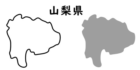 シンプルな日本の山梨県の地図のイラスト