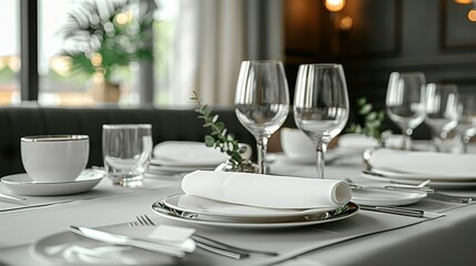 Mockup for Design: Menu, Plate, and Cutlery on Grey Tabletop