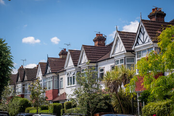Typical row of terraced houses in suburban London