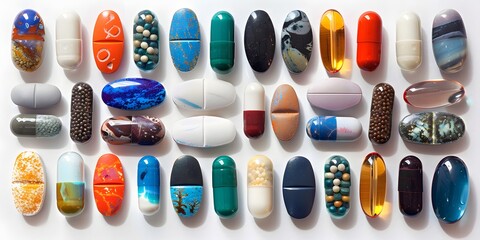 Obraz premium Variety of Medicine Tablets Transparent PNG
