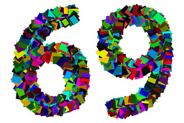 Colorful number 69 for math concept