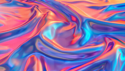Obraz premium Abstract blur holographic rainbow foil iridescent background. Ideal for futuristic designs, trendy visuals, digital art projects, and eye-catching promotional material.