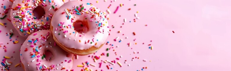 Pink frosted donuts with sprinkles