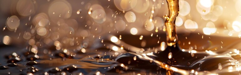 Pouring Liquid with Golden Bokeh