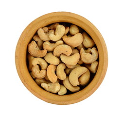 Unshelled roasted cashew nuts isolated on white background