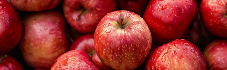 Red Apples with water, droplets