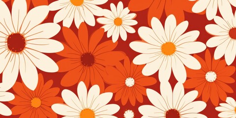 Obraz premium Orange and White Daisy Pattern