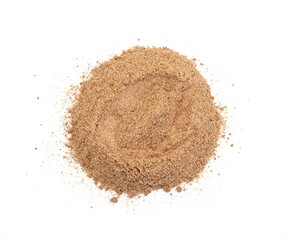 Cappuccino powder isolated in white background. 