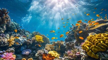 Obraz premium The ocean covers a larger area than the Earth's surface. The ocean's vast depths hold mysteries and ecosystems that remain largely unexplored.