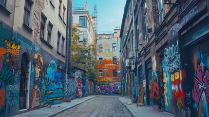 Fototapeta premium Street art and murals inject color and creativity into the urban landscape, reflecting the soul and spirit of the city's inhabitants.