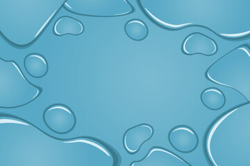 Liquid Border of Water rain drops on window. Banner shower condensation on glass. Realistic droplets frame