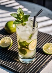 Refreshing mojito cocktail with mint and lime