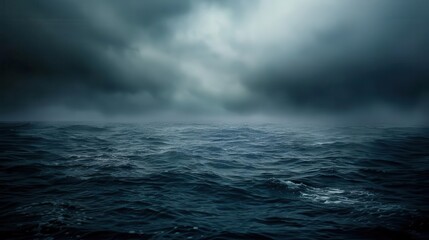 haunting seascape gloomy ocean under ominous stormy sky with eerie atmosphere moody nature photography