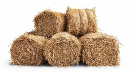 haystacks isolated on white background agriculture and farming photo cutout