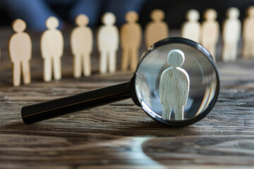 Concept of searching for workers with magnifying glass