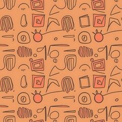 Fun colorful line doodle seamless pattern. Creative minimalist style art background Wallpaper
