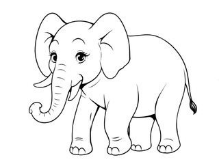 Elephant coloring book, vector, white background