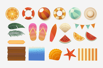 Summer elements in flat design